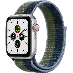 Умные часы Apple Watch Nike SE GPS + Cellular 40 мм Aluminium Case, Sport Loop, серебристый/зеленый