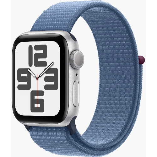 Умные часы Apple Watch SE GPS 44 мм Aluminium Case, Sport Loop, серебристый/синий