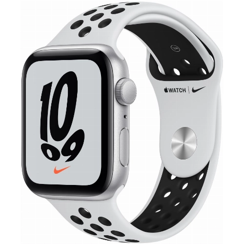 Умные часы Apple Watch Nike SE GPS + Cellular 44 мм Aluminium Case, чистая платина/черный