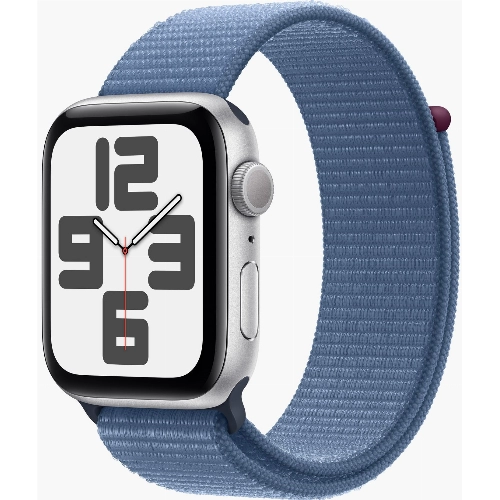 Умные часы Apple Watch SE GPS + Cellular 44 мм Aluminium Case, Sport Loop, серебристый/синий
