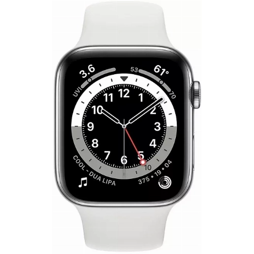 Умные часы Apple Watch Series 6 44 мм GPS + Cellular, серебристый/белый