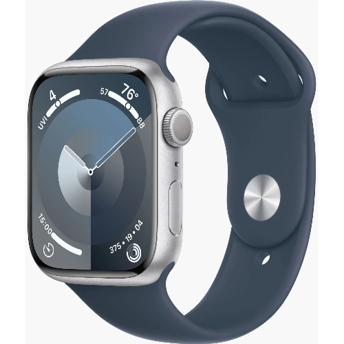 Умные часы Apple Watch Series 9 45 мм Aluminium Case, Silver/Storm Blue Sport Band