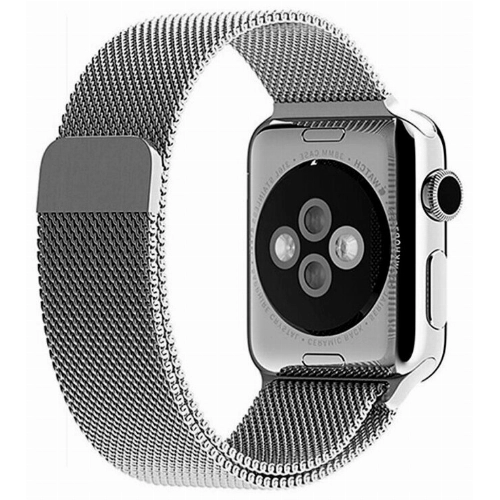 Металлический ремешок на Apple Watch 42, 44 и 45 мм, миланская петля, серебро